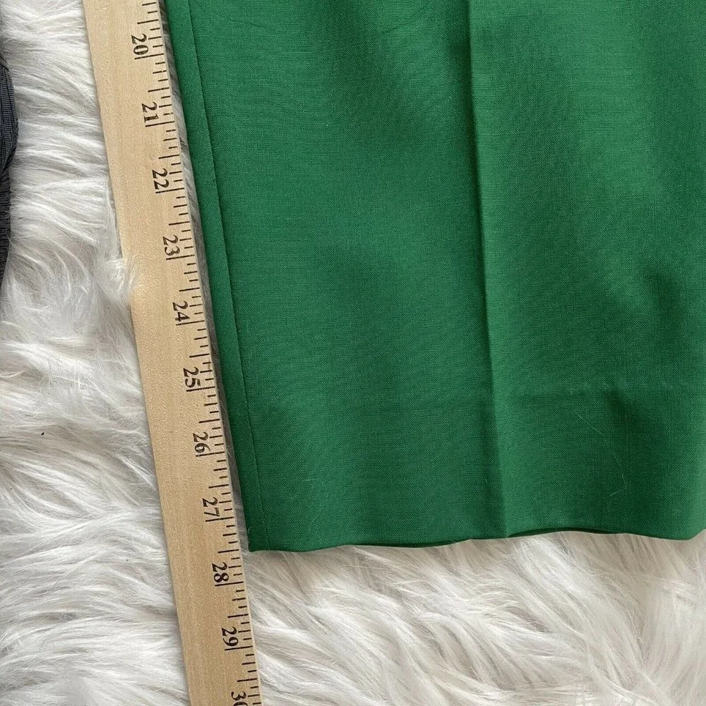 Diane Von Furstenberg Academia Preppy high Waisted Cotton Green pleaded Trousers
